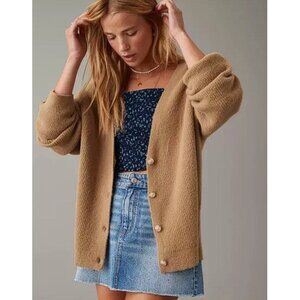AMERICAN EAGLE Women's AE Oversized Button Front Cardigan Size XS In Brown